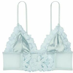 Victoria's Secret VS Unlined Floral Embroidered Long Line Bralette S Small Blue